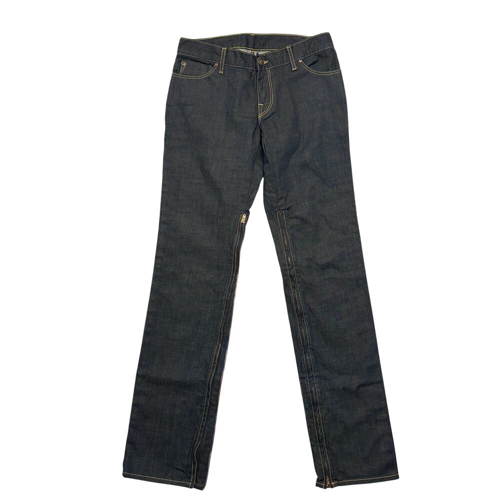 Vintage Bread Denim Jeans Mens 30x33 Y2K Straight Leg Dark Wash Side Zipper RARE